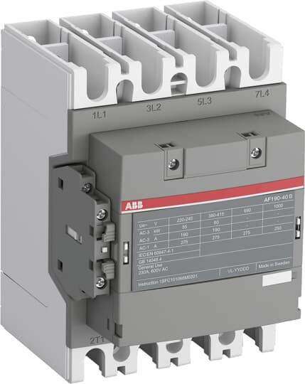 ABB AF190-40-11-13 100-250V 50/60HZ-DC Contactor, 4P, AC-3: 400V 90KW/190A, AC-1: 250A