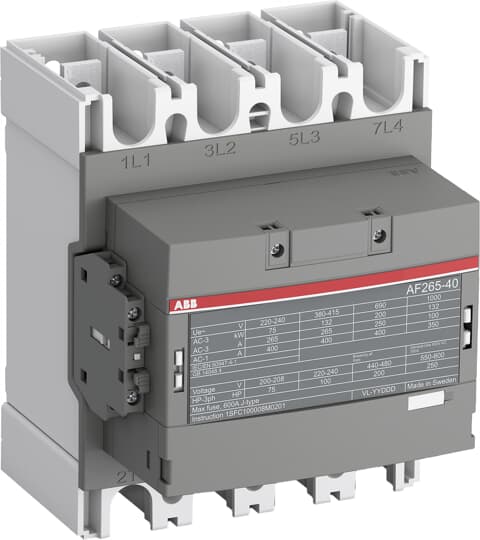 ABB AF265-40-11-13 100-250Vac/Vdc Contactor, 4P, AC-3: 400V 132KW/265A, AC-1: 400A